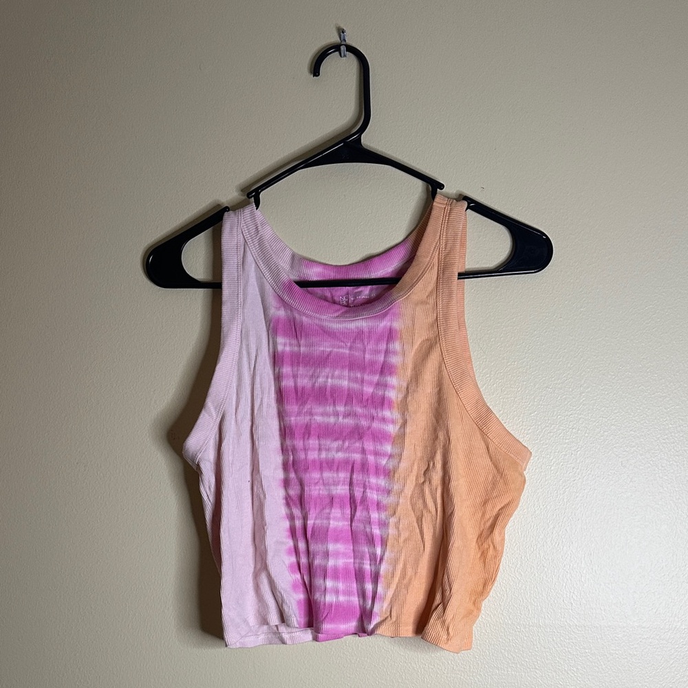 No Boundaries Tie-Dye Crop Top - Pink and Orange